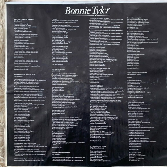 Bonnie Tyler Faster Than The Speed of Night LP - Picture 4 of 6